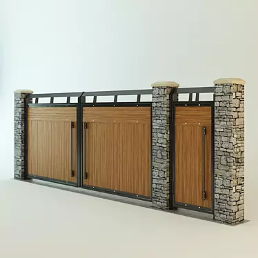 Dual Swing Gate with Pedestrian Door 3D model image 1 