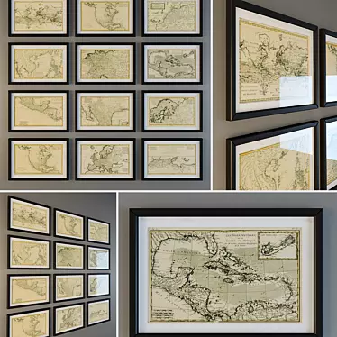 Vintage Maps Set: Rich History 3D model image 1 