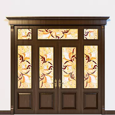 Classic Interior Double Door 3D model image 1 