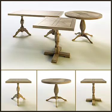 Wooden Cafe & Restaurant Tables 3D model image 1 