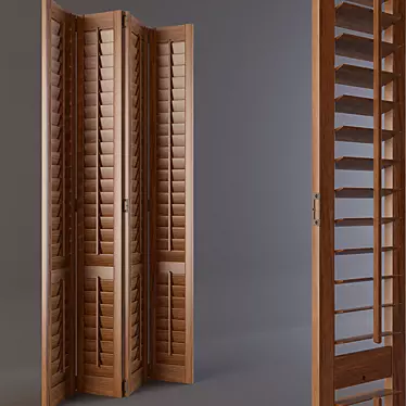Authentic Wood Shutters: Multiple Opening Options, Sectional Assembly. Genuine Sizes. 3D model image 1 