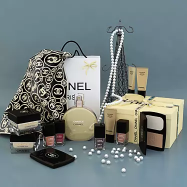 Chic Chanel Decor Set: Perfumes & Cosmetics 3D model image 1 