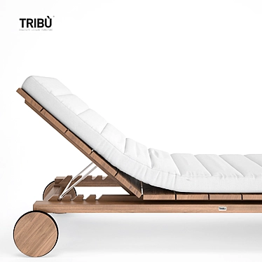 Tribu Kos Lounger: Luxury Teak Relaxation 3D model image 1 