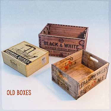 Title: Vintage Whisky and Beer Crates 3D model image 1 