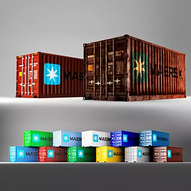 Title: Maersk 20ft Shipping Container - Archive Included 3D model image 1 