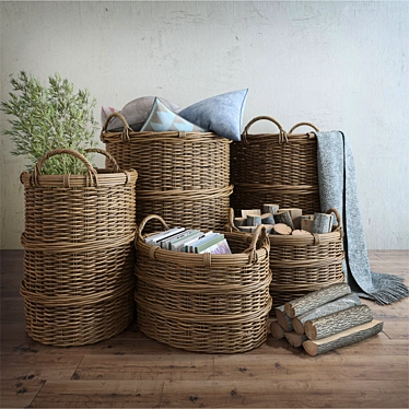 Versatile Handle Basket: Perfect for Storage 3D model image 1 