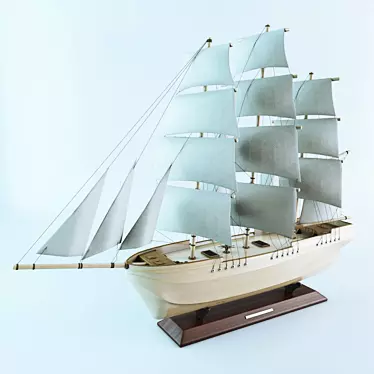 Authentic Wooden Model Ship 3D model image 1 