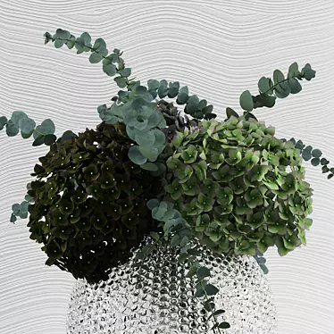Fresh and Vibrant Green Hydrangeas in Bubble Vase 3D model image 1 