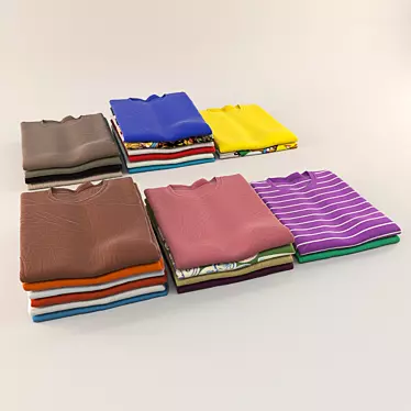 Stackable Shirts Set - 12 Pcs, Assorted Colors 3D model image 1 