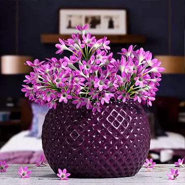 Elegant Pink Floral Vase 3D model image 1 