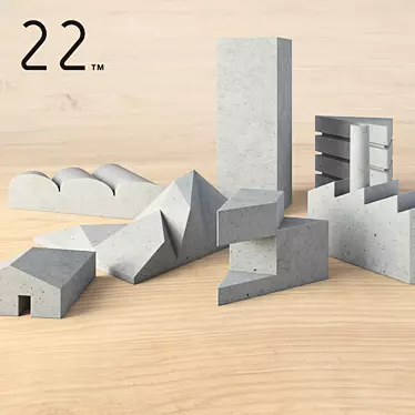 City Tangram: Concrete Puzzle Sculpture 3D model image 1 