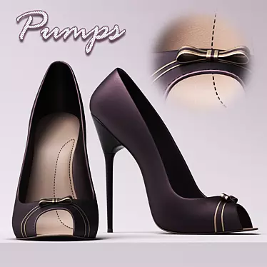 Stylish Heeled Women's Shoes 3D model image 1 