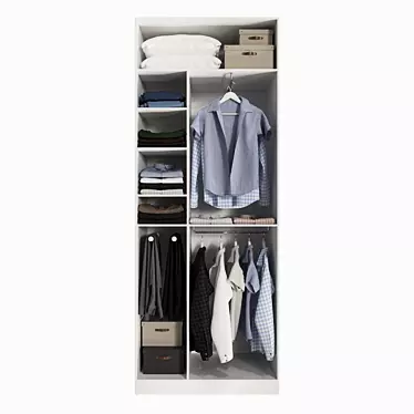Modern Wardrobe with Stylish Clothes 3D model image 1 
