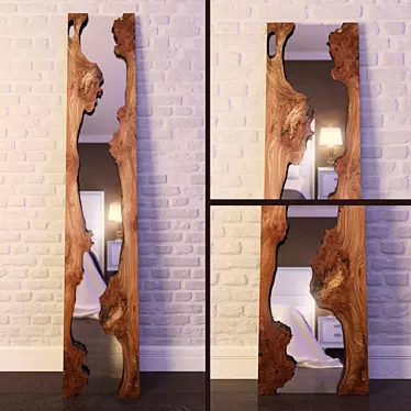 Natural Wood Edge Mirror 3D model image 1 