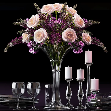 Elegant Glass Flower Vases 3D model image 1 