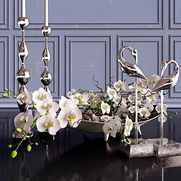 Elegant Orchid Decor Set 3D model image 1 