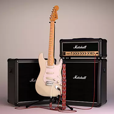 Fender Stratocaster & Marshall Haze: The Hendrix-inspired Guitar and Amplifier 3D model image 1 