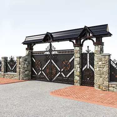 Wide Gate with Gate Section 3D model image 1 