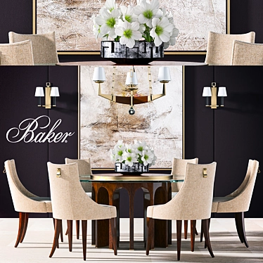 Elegant Baker Dining Table 3D model image 1 