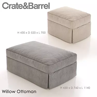 Elegant Willow Ottoman: Meticulously Crafted 3D model image 1 