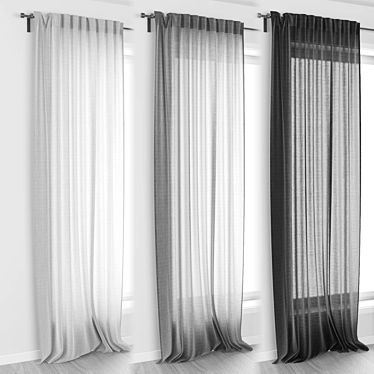 IKEA AINA Curtain Set with Rod 3D model image 1 