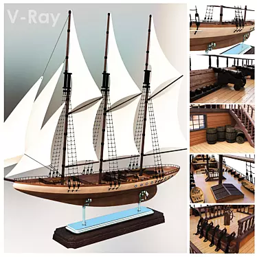 Nautical Decor Ship Model 3D model image 1 