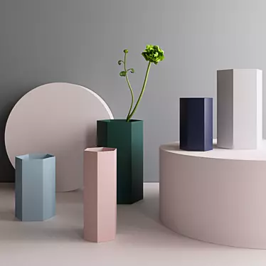 Minimalist Hexagon Vase by ferm LIVING 3D model image 1 
