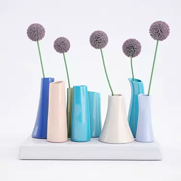 Elegant Blooms Vase Display 3D model image 1 