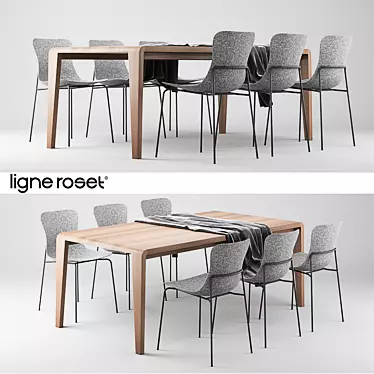 Ligne Roset Forest Spirit Table & Ettoriano Chair Set 3D model image 1 