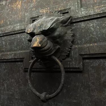 Lion-Shaped Antique Door Handle 3D model image 1 