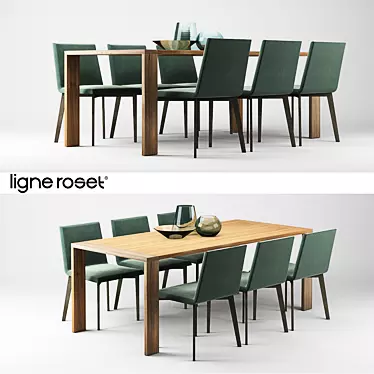 Modern Elegance: Ligne Roset Allen Table and Mogador Chair 3D model image 1 
