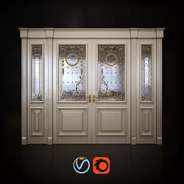 Elegant Double Glass Doors 3D model image 1 