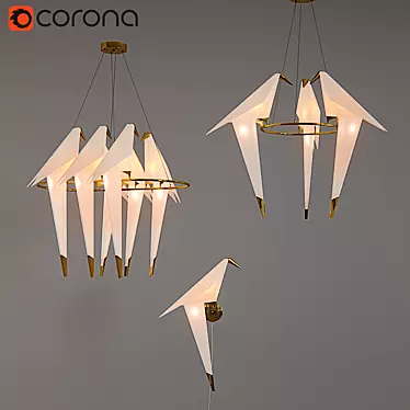 Elegant Perch Light: Origami Bird Lamp 3D model image 1 