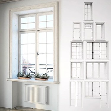 Elegant Windows Collection with Decor 3D model image 1 