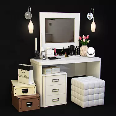 Elegant Vanity Set: Gorgeous Dressing Table Ensemble 3D model image 1 