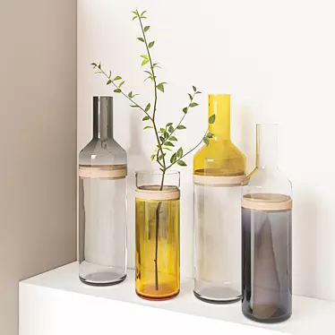 Dual-Tone Glass Vase Set AMBRE 3D model image 1 