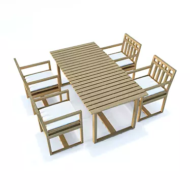 Modern Rectangular Outdoor Dining Table 3D model image 1 
