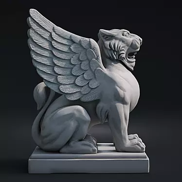 Replica Winged Lion Statue: Exquisite Eichholtz Collectible 3D model image 1 
