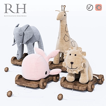 Charming Chambray Pull Toy 3D model image 1 