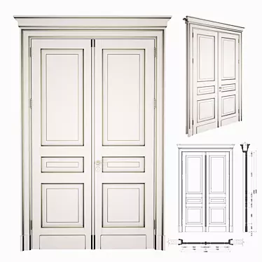 Classic Double Door: 2D DWG File 3D model image 1 