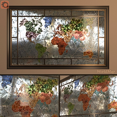 Stunning Stained Glass World Map 3D model image 1 