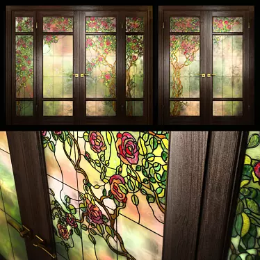 Stained Glass Double Doors Set 3D model image 1 