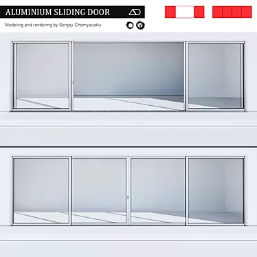 Sleek Aluminum Sliding Door 3D model image 1 