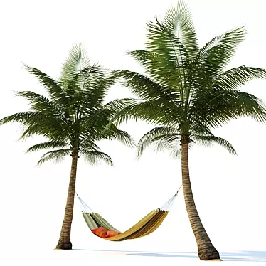 Tropical Paradise Hammock: Relax Among Palm Trees 3D model image 1 