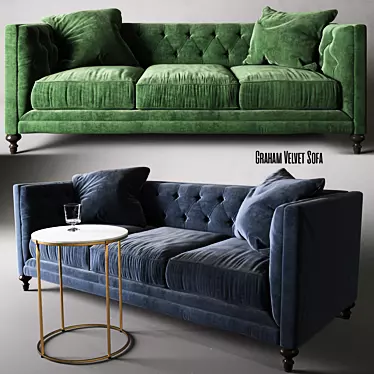 Elegant Leavenworth Side Table & Luxurious Graham Velvet Sofa 3D model image 1 