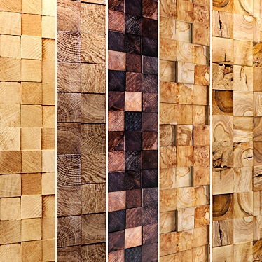 Wooden Mosaic Panel Set 3D model image 1 