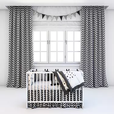 IKEA Gulliver Crib with Curtains 3D model image 1 