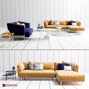 Sophisticated OBI Sofa Set & Decor 3D model image 1 