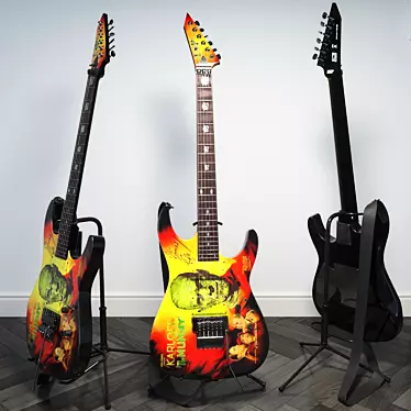 ESP Electric Guitar - Black and Custom Signature Finish 3D model image 1 