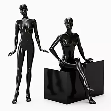 Glossy Female Mannequin: Detachable Torso, Hands, Legs 3D model image 1 
